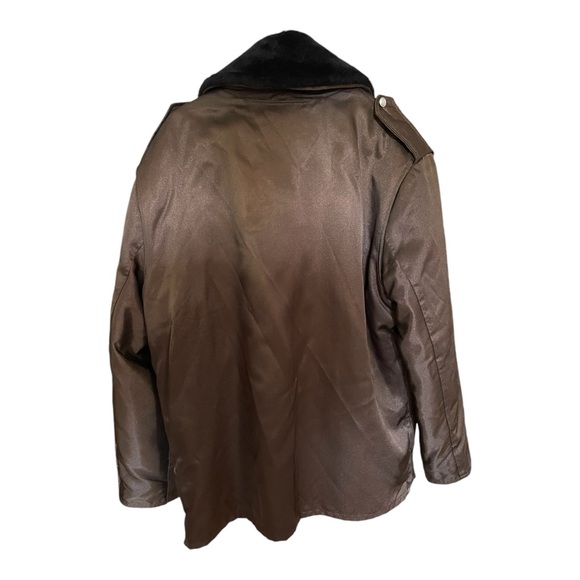 Vintage Protector Montreal Security Winter  Bomber Jacket Sz 46 Long Brown - Picture 3 of 16